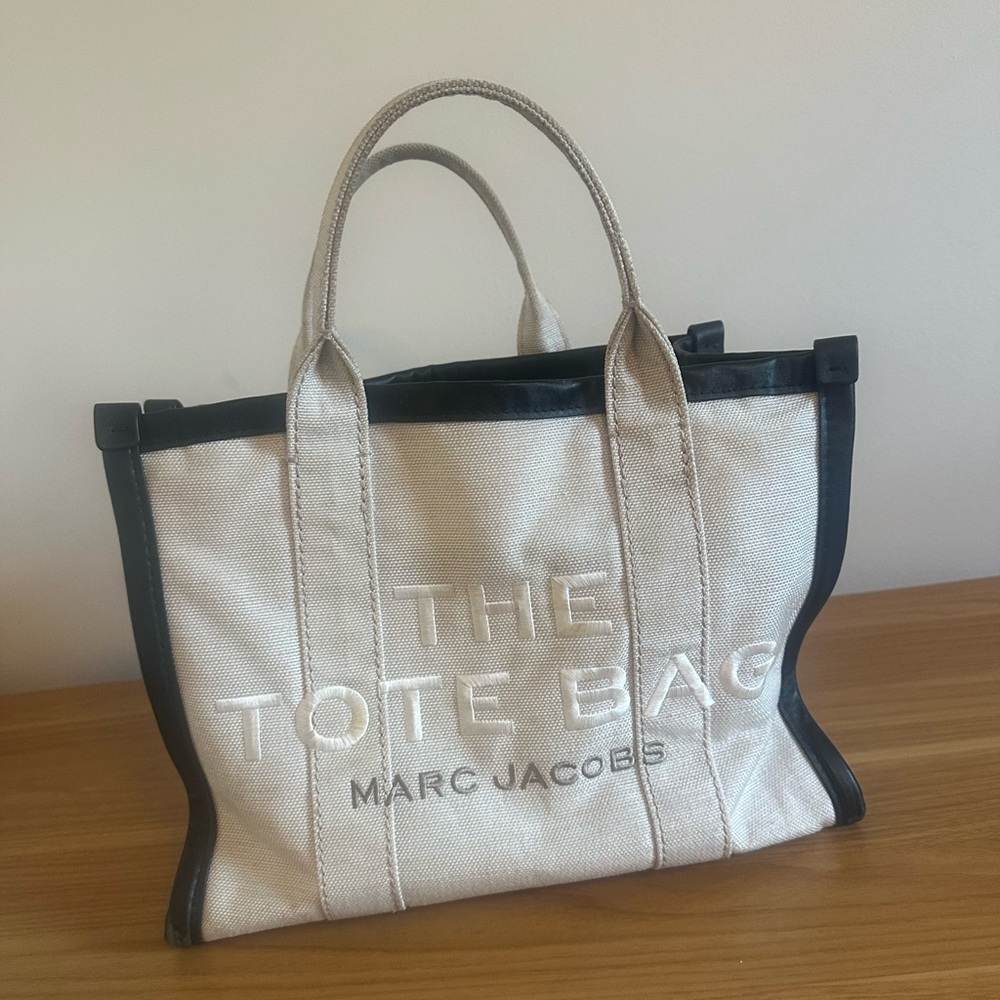 Marc Jacobs Cream and Black Canvas Tote
